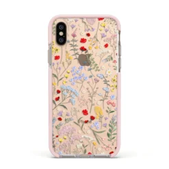 Wild Flowers IPhone Case 39 Wild Flowers IPhone Case -CaseCraze Store Wild Flowers Apple iPhone Xs Impact Case Pink Edge on Gold Phone