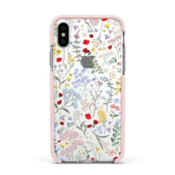 Wild Flowers IPhone Case 38 Wild Flowers IPhone Case -CaseCraze Store Wild Flowers Apple iPhone Xs Impact Case Pink Edge on Silver Phone