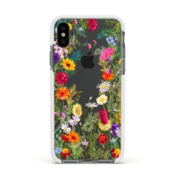 Wildflower IPhone Case -CaseCraze Store Wildflower Apple iPhone Xs Impact Case White Edge on Black Phone