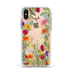 Wildflower IPhone Case -CaseCraze Store Wildflower Apple iPhone Xs Impact Case White Edge on Gold Phone
