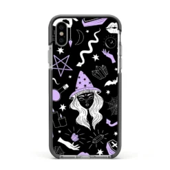 Witch IPhone Case -CaseCraze Store Witch Apple iPhone Xs Impact Case Black Edge on Silver Phone