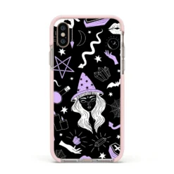 Witch IPhone Case -CaseCraze Store Witch Apple iPhone Xs Impact Case Pink Edge on Gold Phone