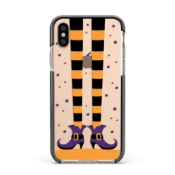 Witch Legs IPhone Case -CaseCraze Store Witch Legs Apple iPhone Xs Impact Case Black Edge on Gold Phone