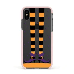Witch Legs IPhone Case -CaseCraze Store Witch Legs Apple iPhone Xs Impact Case Pink Edge on Black Phone