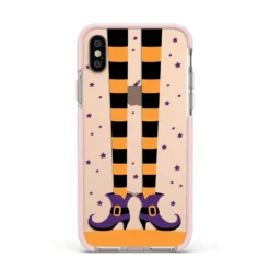 Witch Legs IPhone Case -CaseCraze Store Witch Legs Apple iPhone Xs Impact Case Pink Edge on Gold Phone