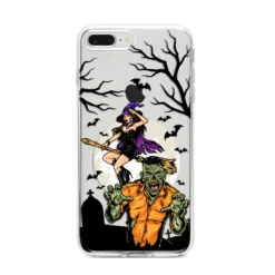 Witch Meets Zombie IPhone Case -CaseCraze Store Witch Meets Zombie iPhone 8 Plus Bumper Case on Silver iPhone