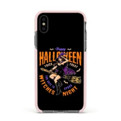 Witches Night IPhone Case -CaseCraze Store Witches Night Apple iPhone Xs Impact Case Pink Edge on Black Phone