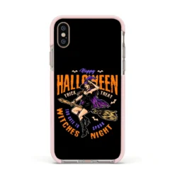 Witches Night IPhone Case -CaseCraze Store Witches Night Apple iPhone Xs Impact Case Pink Edge on Gold Phone