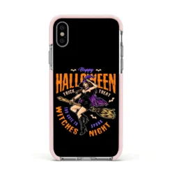 Witches Night IPhone Case -CaseCraze Store Witches Night Apple iPhone Xs Impact Case Pink Edge on Silver Phone