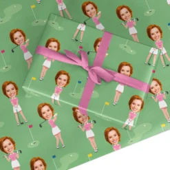 Womens Golf Photo Face Wrapping Paper