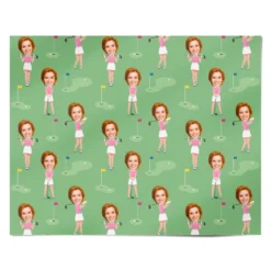 Womens Golf Photo Face Wrapping Paper -CaseCraze Store Womens Golf Photo Face Personalised Wrapping Paper Alternative
