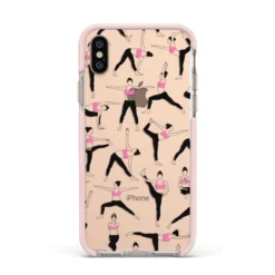 Yoga IPhone Case -CaseCraze Store Yoga Apple iPhone Xs Impact Case Pink Edge on Gold Phone