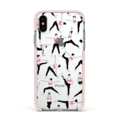 Yoga IPhone Case -CaseCraze Store Yoga Apple iPhone Xs Impact Case Pink Edge on Silver Phone