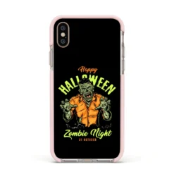 Zombie IPhone Case -CaseCraze Store Zombie Apple iPhone Xs Impact Case Pink Edge on Gold Phone