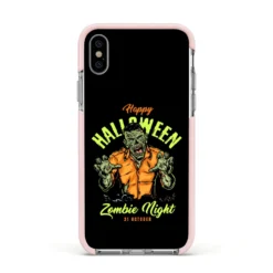 Zombie IPhone Case -CaseCraze Store Zombie Apple iPhone Xs Impact Case Pink Edge on Silver Phone