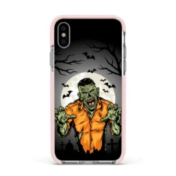 Zombie Night IPhone Case -CaseCraze Store Zombie Night Apple iPhone Xs Impact Case Pink Edge on Silver Phone